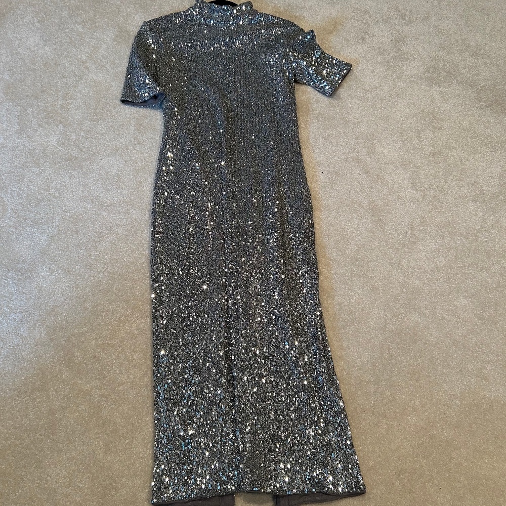 Vineyard Vines Silver Sequin Midi Dress XS